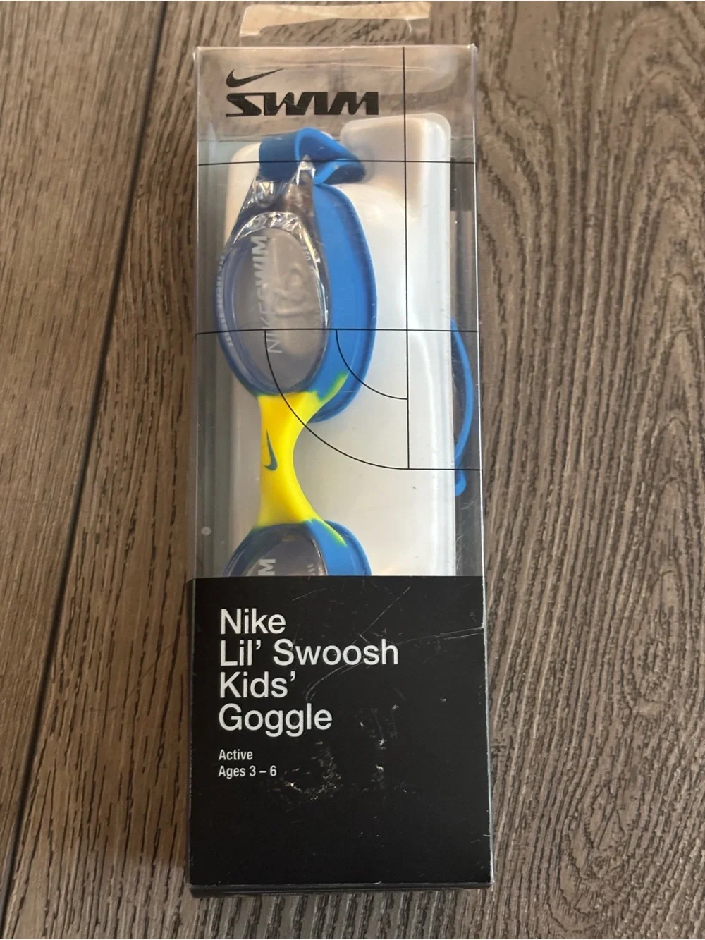 Nike Lil' Swoosh Kids' Swim Goggles — Blue & Yellow